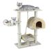 Beige 36" Cat Tree Condo with Side Basket, 29 LBS, Cream