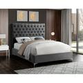 Mercer41 Dermott Platform Bed Upholstered/Velvet, Metal in Gray/Black | 56 H x 81 W x 86.5 D in | Wayfair 5BE7DC83F26F49538DB527B53582CBEC