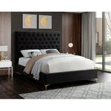 Mercer41 Dermott Platform Bed Upholstered/Velvet, Metal in Black | 56 H x 59.5 W x 81.5 D in | Wayfair E4A12157DAAF48AF9C64A24EFEAFC818