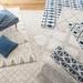 Blue/Navy 30 x 0.75 in Area Rug - Dash and Albert Rugs Noma Geometric Handmade Shag Beige/Navy Area Rug /Wool | 30 W x 0.75 D in | Wayfair