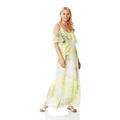 Roman Originals Women Cold Shoulder Chiffon Floral Leaf Maxi Dress - Ladies Loose Boho Bohemian Oriental Summer Evening Occasion Wedding Guests Outfits Long Dresses - Yellow - Size 10