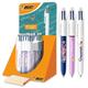 BIC 4-Colour Messages Retractable Ballpoint Pens Medium Point (1 mm) Assorted Decorations, Tube Pack of 30,Blue,Green,Red,Black