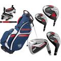 Wilson Prostaff SGI 12 Piece Mens Complete Club Set Golf Package Fitted With Steel Shafted Irons & Graphite Shafted Woods Mens Right HandNew 2022 Exo-Stand Bag Navy/Red/White