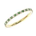 2 MM Fishtail Set Round Brilliant Cut Diamonds And Emerald Full Eternity Ring in 9k Yellow Gold (K)|Luxury Deluxe Collection for Gift