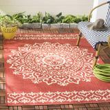 Red/White 0.2 in Area Rug - Fleur De Lis Living Ryleigh Geometric Red/Cream Indoor/Outdoor Area Rug Polypropylene | 0.2 D in | Wayfair