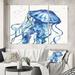 East Urban Home Blue Deep Sea X - 3 Piece Wrapped Canvas Painting Print Set Metal in Blue/White | 32 H x 48 W x 1 D in | Wayfair