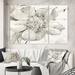 East Urban Home Farmhouse 'Indigold Gray Peonies III' Painting Multi-Piece Image on Canvas Canvas, Wood in White | 28 H x 36 W x 1 D in | Wayfair