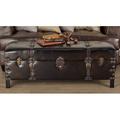 Breakwater Bay Cagle Wood & Leather Storage Bench Faux Leather/Upholstered/Leather in Black/Brown | 17 D in | Wayfair