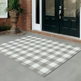 Gray/White 26.38 x 0.12 in Indoor/Outdoor Area Rug - Sand & Stable™ Lyle Plaid Gray/Ivory Indoor/Outdoor Area Rug, | 26.38 W x 0.12 D in | Wayfair