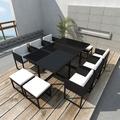 Ivy Bronx Outdoor Table & Chairs Furniture Set Poly Rattan Glass in Black | Wayfair D2A643366E184418B70B91880B3B2498