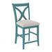 Braxton Culler Hues Bar & Counter Stool Wood/Upholstered in Gray/Blue/Black | 45 H x 21 W x 22 D in | Wayfair 1064-012/0851-94/HARBORBLUE