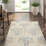 Blue/White 48 x 0.25 in Area Rug - Dash and Albert Rugs Tala Geometric Handmade Flatweave Ivory/Blue/Beige Area Rug /Jute & Sisal | Wayfair