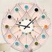 East Urban Home Retro Ornament w/ Decorative Elements - Mid-Century Modern wall clock Metal in Blue/Orange | 23 H x 23 W x 1 D in | Wayfair