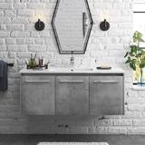 Steelside™ Agostini 48" Wall-Mounted Single Bathroom Vanity Wood/Plastic in Gray | 19.69 H x 48 W x 18.31 D in | Wayfair