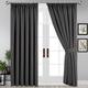 Yorkshire Bedding Thermal Blackout Pleated Curtains, Noise Reducing Tape Top Insulated, Sunlight Blocker, Dark and Plain Curtains Window Treatment with 2 Tie Backs (Grey, 90" x 72" (228 x 183 cm))