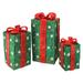Northlight Seasonal Set of 3 Lighted Tall Green Gift Boxes w/ Red Bows Christmas Outdoor Decorations 18", Sisal in Green/Red | 18 H in | Wayfair