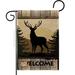Breeze Decor Welcome Deer Wildlife Impressions 2-Sided Burlap 1'6.5" x 1'1" Garden Flag in Black | 18.5 H x 13 W in | Wayfair