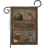 Breeze Decor Welcome Wilderness Wildlife Impressions 2-Sided Burlap 1'6.5" x 1'1" Garden Flag in Brown | 18.5 H x 13 W in | Wayfair