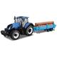 Tobar B18-44068 New Holland T7HD Traktor mit Blockanhänger, Maßstab 1:32, blau