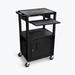 "Tuffy Black 42"" 3 Shelf Cart W/ Black Pullout Shelf ,Cabinet, Legs & Electric - Luxor WTPS42C2E-B"