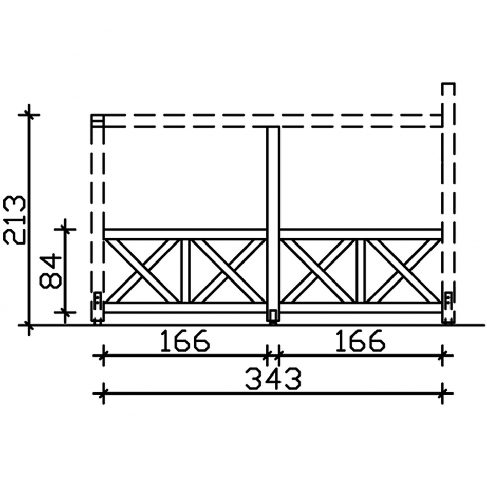 Skan Holz Seitenwand Andreaskreuze Leimholz Freistehend Eiche Hell, 355x210 cm Image