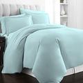 Pizuna 400 Thread Count Cotton Double Bed Duvet Cover Set Ice Aqua, 100% Long Staple Cotton Bed Set Double Bed, Luxury Soft Sateen Quilt Cover Double Set (100% Cotton Ice Aqua Duvet Cover Double)