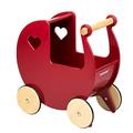 Moover Wooden Doll's Pram for Toddlers, Fully Assembled, Push Along Toy, High Quality Birch Wood Pram, 2 Years+, 46 x 44 x 25 cm, Red and Natural Wood