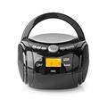 Nedis - Boombox - 9 W - Bluetooth® - CD-Player/UKW-Radio/USB/AUX - Griff - Extraleicht - Eingebauten Stereolautsprecher - Radio - Anzeige - USB-Wiedergabe - Schwarz