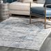Blue/Gray 79 x 0.25 in Area Rug - Ophelia & Co. Eugenio Barbed Iris Medallion Rug Polyester/Polypropylene | 79 W x 0.25 D in | Wayfair