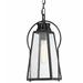 Gracie Oaks Morlan 1-Light Outdoor Hanging Lantern Glass/Aluminium/Metal in Black/Gray | 17.75 H x 10 W x 7 D in | Wayfair