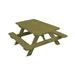 Harriet Bee Bickel Pine Picnic Table Wood in Green/Brown | 20 H x 44 W in | Wayfair 65889951BEAA40C3BB25BD52D57E320A