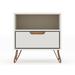 Rockefeller 1.0 Mid-Century- Modern Nightstand with 1-Drawer in Off White and Nature - Manhattan Comfort 65-101GMC3