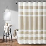 Cape Cod Stripe Yarn Dyed Cotton Shower Curtain Taupe Single 72x72 - Lush Decor 16T004595