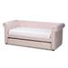 Baxton Studio Mabelle Modern and Contemporary Light Pink Velvet Upholstered Daybed with Trundle - Ashley-Light Pink-Daybed