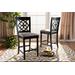 Baxton Studio Arden Modern Grey Fabric Espresso Brown Finished 2-PC Wood Counter Stool Set - RH322P-Grey/Dark Brown-PS