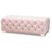 Baxton Studio Avara Glam & Luxe Light Pink Velvet Fabric Gold Finished Button Tufted Bench Ottoman - TSFOT028-Light Pink/Gold-Otto