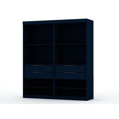 Mulberry Open 2 Sectional Modern Wardrobe Closet with 4 Drawers - Set of 2 in Tatiana Midnight Blue - Manhattan Comfort 112GMC4
