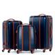 FERGÉ Luggage Set 3 Piece Hard Shell Travel Trolley Milano Suitcase Set 4 Spinner Wheels Blue