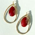 Anthropologie Jewelry | Anthropologie Tunisia Red Stone Luna Earrings New | Color: Gold/Red | Size: 2.5”