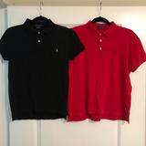 Ralph Lauren Tops | 2 Ralph Lauren Sport Polo Collar Short Sleeve Top | Color: Black/Red | Size: M