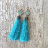 Anthropologie Jewelry | Anthropologie Aqua, Blue, Green, Tassel Earrings | Color: Black/Blue/Green | Size: Os