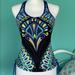 Athleta Swim | Athleta Printed Halter Tankini | Color: Black/Blue | Size: S