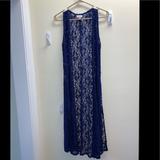 Lularoe Tops | Lularoe Lace Joy Longline Vest Xs | Color: Blue | Size: Xs