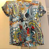 J. Crew Tops | J Crew Paisley Print Short Sleeve Top | Color: Blue/Orange | Size: 00