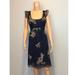 Anthropologie Dresses | Anthropologie Maeve Navy Silk Floral Print Dress | Color: Blue/Green | Size: 6