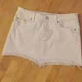 American Eagle Outfitters Skirts | American Eagle White Jean Mini Skirt Size 2 | Color: White | Size: Junior 2