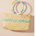 Anthropologie Bags | Anthropologie Susana Straw Tote Bag New | Color: Blue/Cream | Size: Os