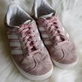 Adidas Shoes | Adidas Pink Suede 3 Stripe Sneakers | Color: Pink/White | Size: 1bb