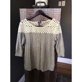 Anthropologie Tops | Anthropologie Gray & Lace Top | Color: Blue/Gray/Red/White | Size: L