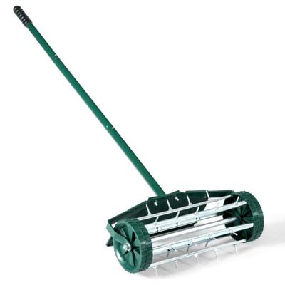 Costway 18 Inch Rolling Lawn Aerator with Splash-Proof Fender for Garden